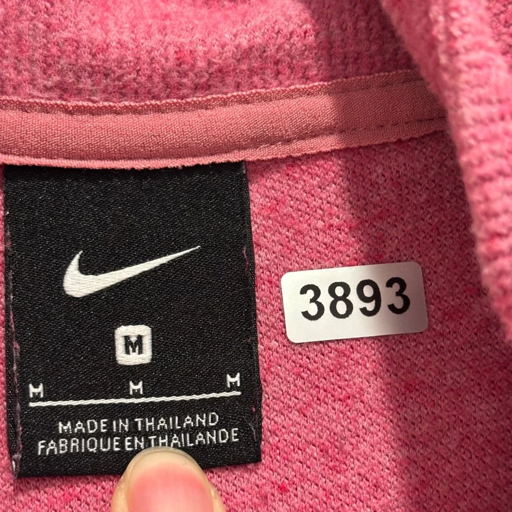Nike Womens Pink Heathered Quarter Zip Pullover Sweatshirt Size M Pocketed